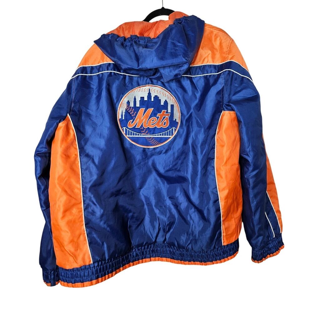 Vintage 90s XL New York Mets MLB Windbreaker Jacket G-III Sports Carl Banks Hood
